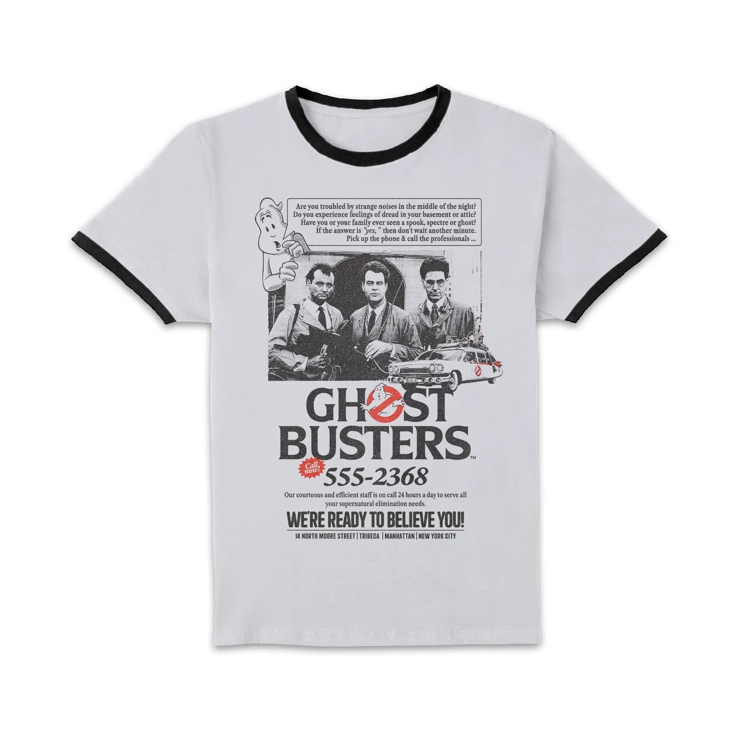 Ghostbusters Vintage Advert Unisex Ringer T-Shirt - White/Black
