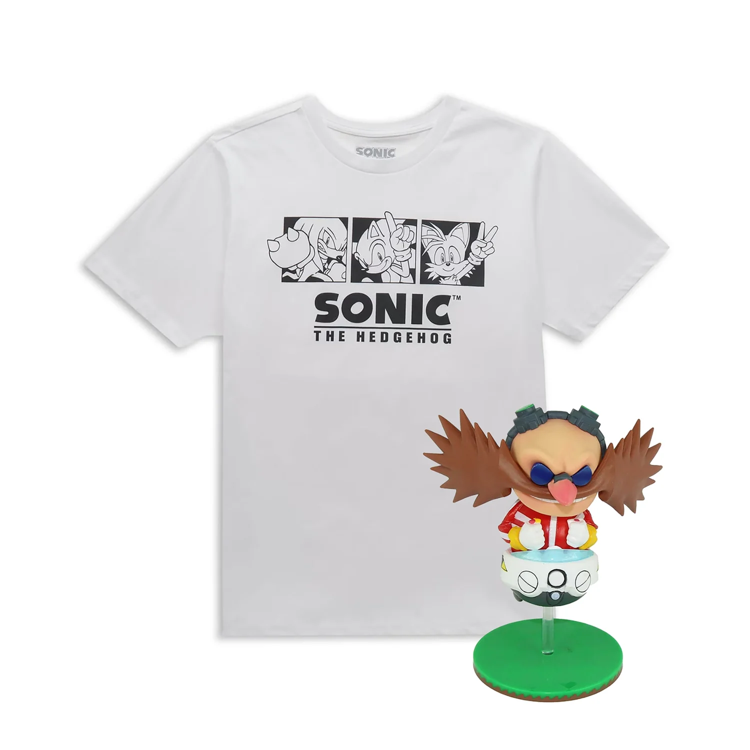 Sonic The Hedgehog Dr Eggman Figure & T-Shirt Bundle