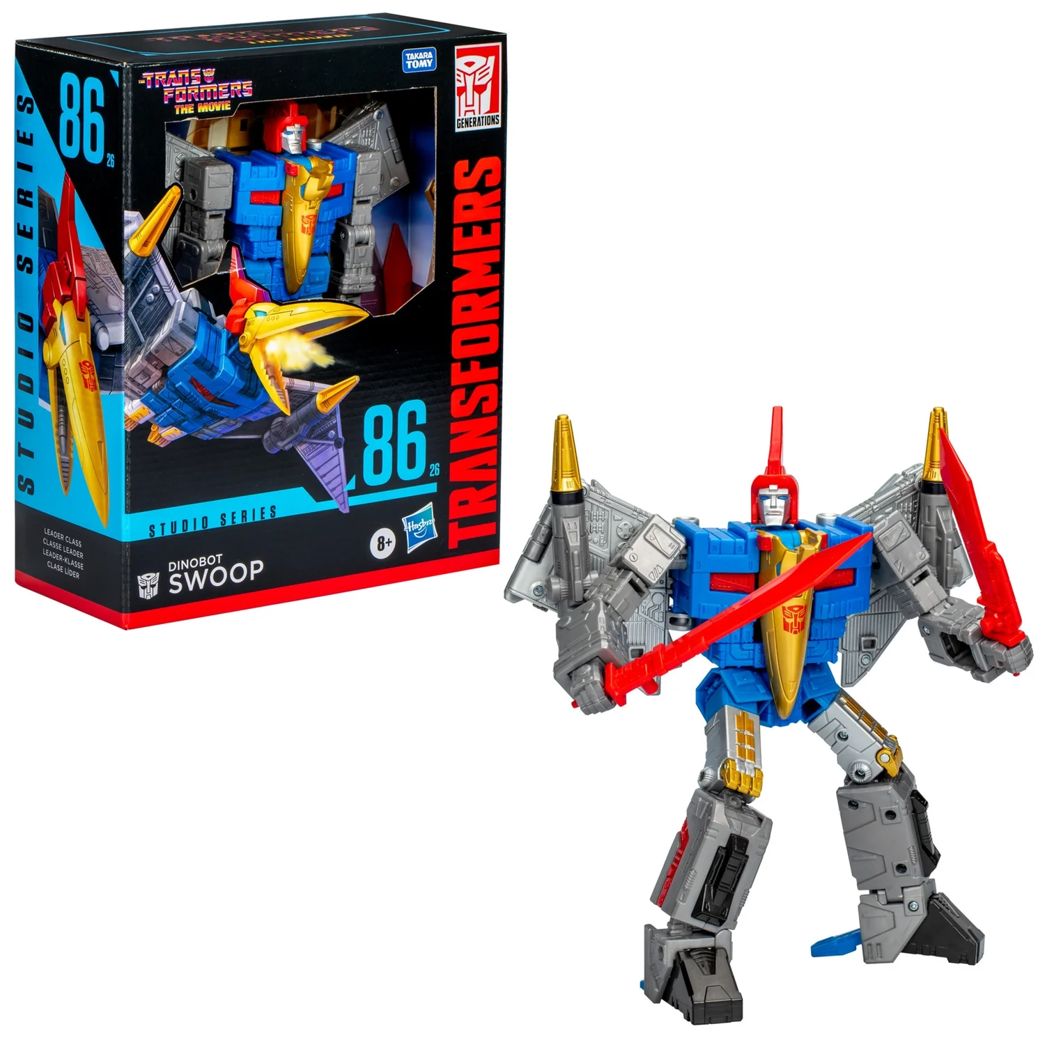 Hasbro Transformers Studio Series Leader The Transformers: The Movie 86-26 Dinobot Swoop 8.5” Action Figure, 8+