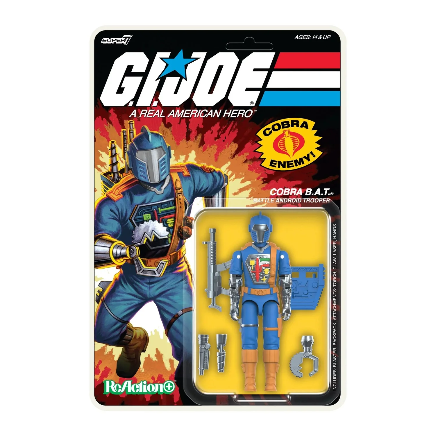 Super7 G.I. Joe ReAction+ Wave 1 - Cobra B.A.T. (Comic Blue) Action Figure