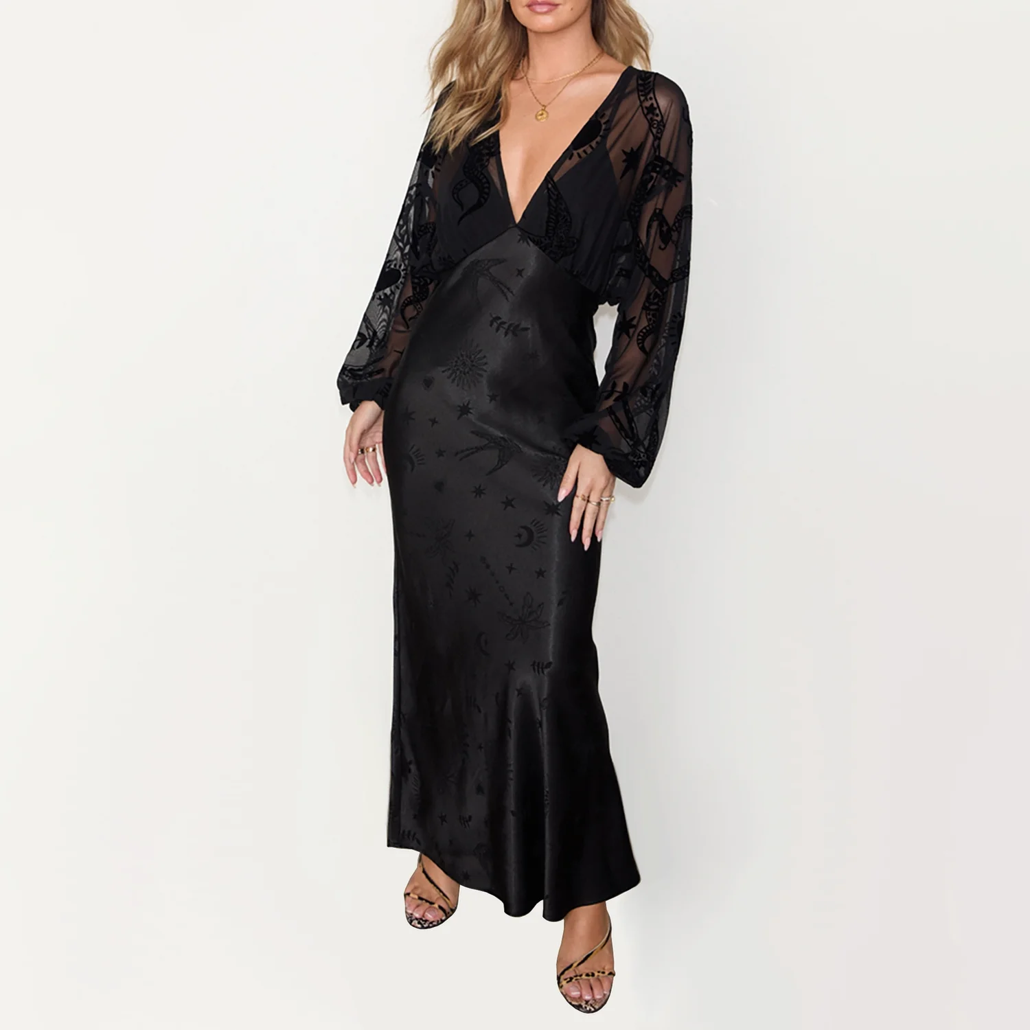 Never Fully Dressed Emma Devoré-Velvet Satin Dress - UK 14