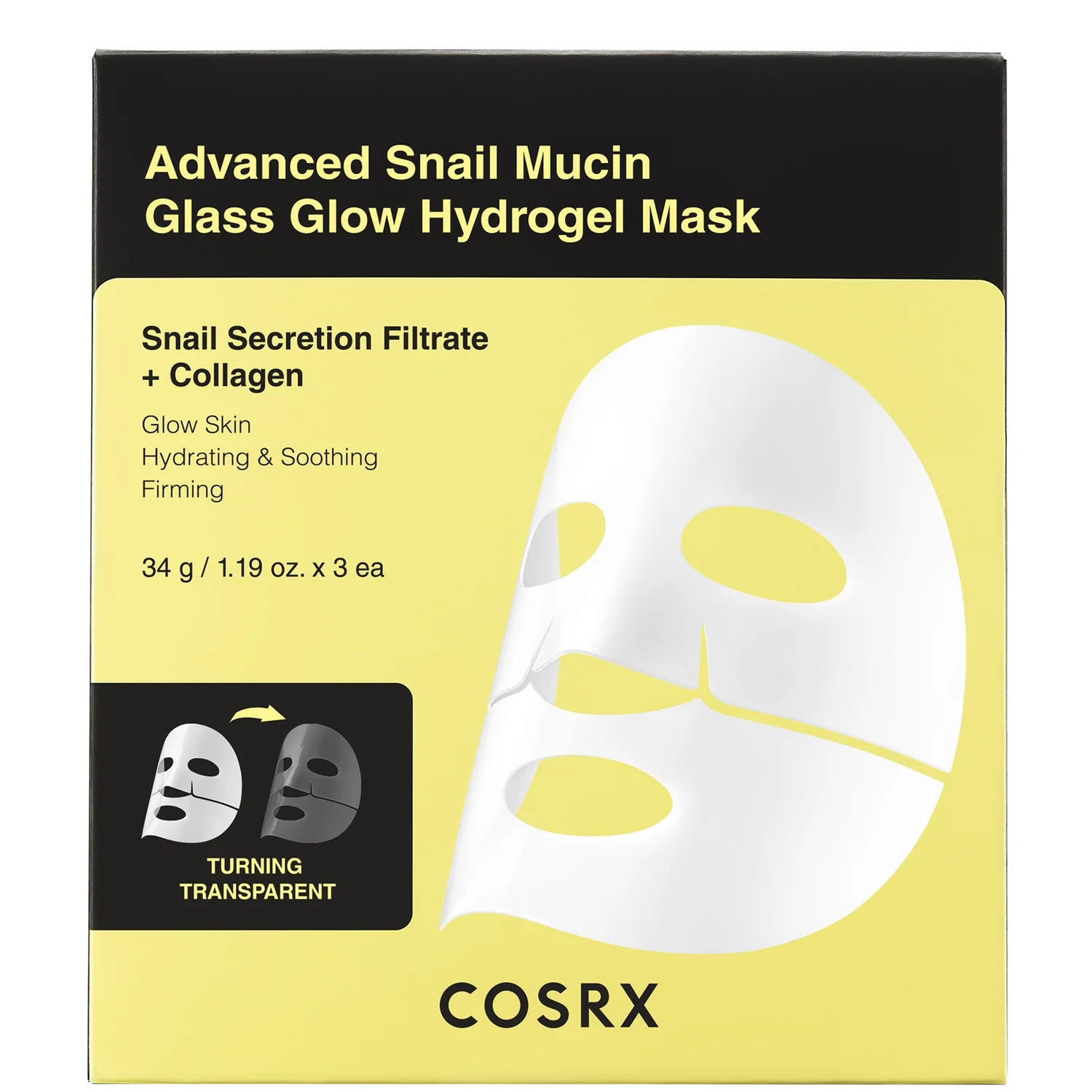 COSRX Advanced Snail Mucin Glass Glow Hydrogel Mask 3 sheets