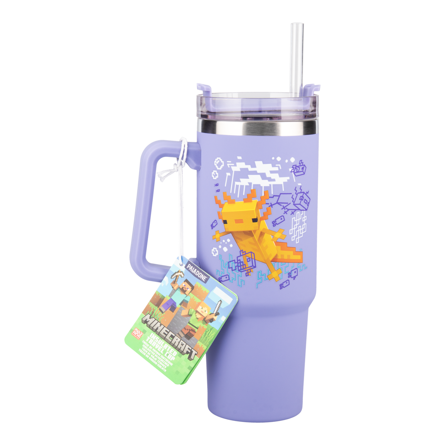 Minecraft Purple 900Ml Insulated Cup And Straw
