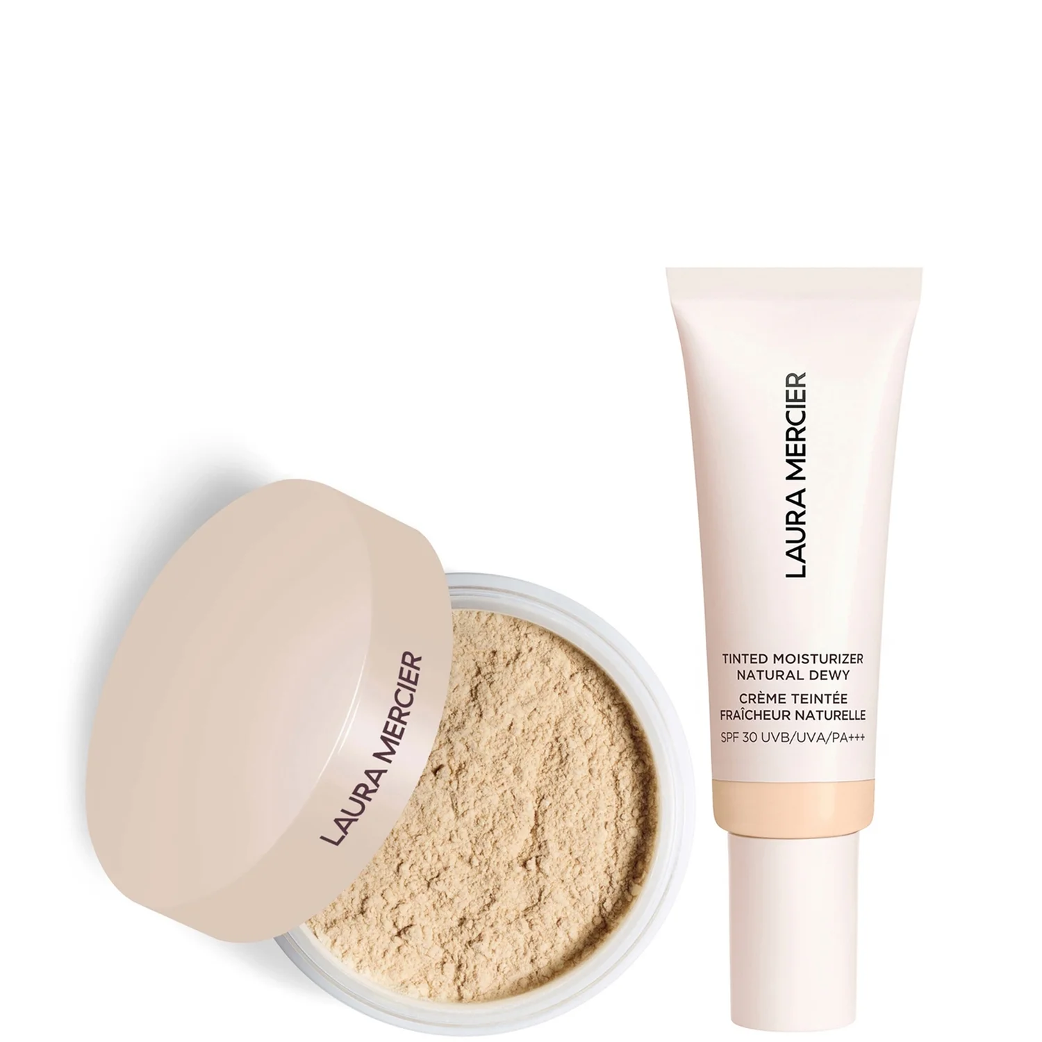 Laura Mercier Mini Translucent Loose Setting Powder Ultra Blur and Tinted Moisturiser Natural Dewy SPF 30 Duo (Various Shades)