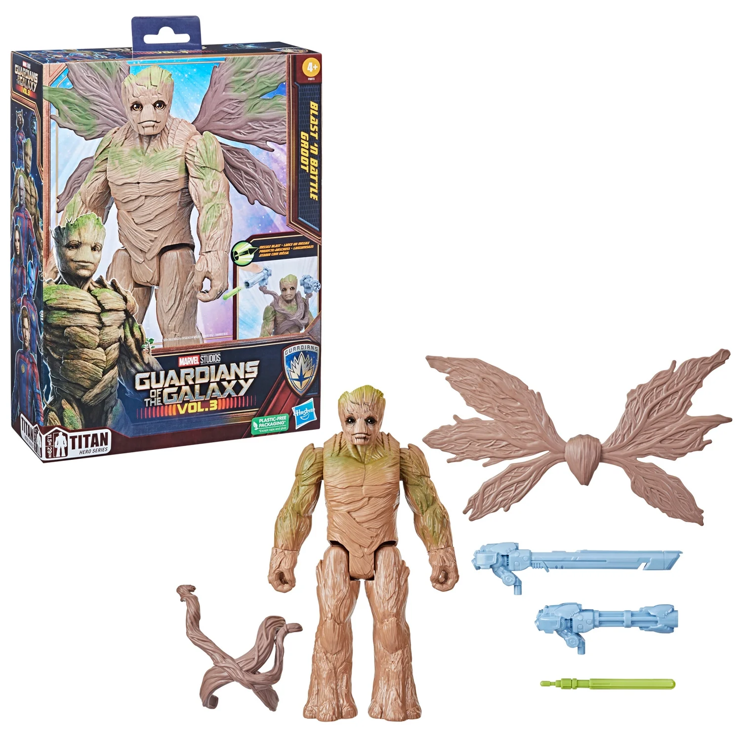 Hasbro Marvel Studios' Guardians of the Galaxy Vol. 3 Titan Hero Series Blast 'N Battle Groot Action Figure (11.5")