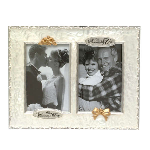 50th Wedding Anniversary Then and Now Picture Frame