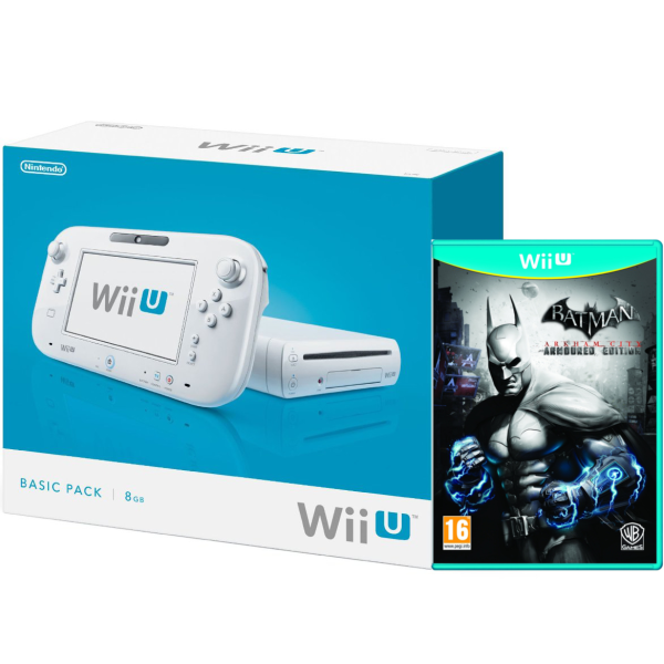 Wii U Console: 8GB Basic Pack - White (Includes Batman: Arkham City Armored Edition)