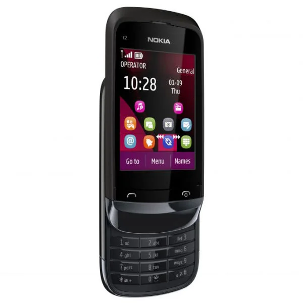 Nokia C2-02 Mobile Phone (Chrome Black)