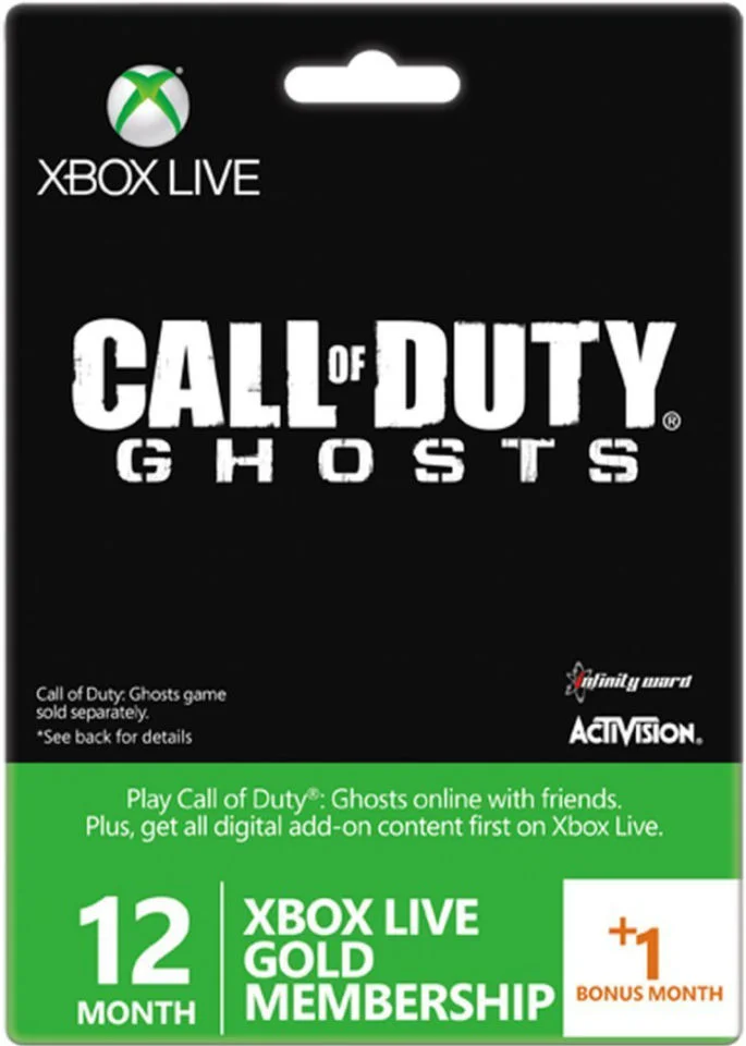 Xbox Live 12 Month Gold Membership + 1 Month Free (Call of Duty: Ghosts Packaging)