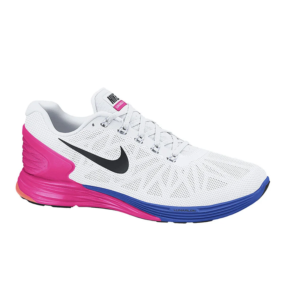 Nike Women's Lunarglide 6 Running Shoes - White/Pink/Blue