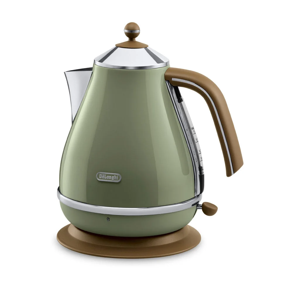 De'Longhi KBOV3001 Icona Vintage Kettle - Olive Green High Gloss