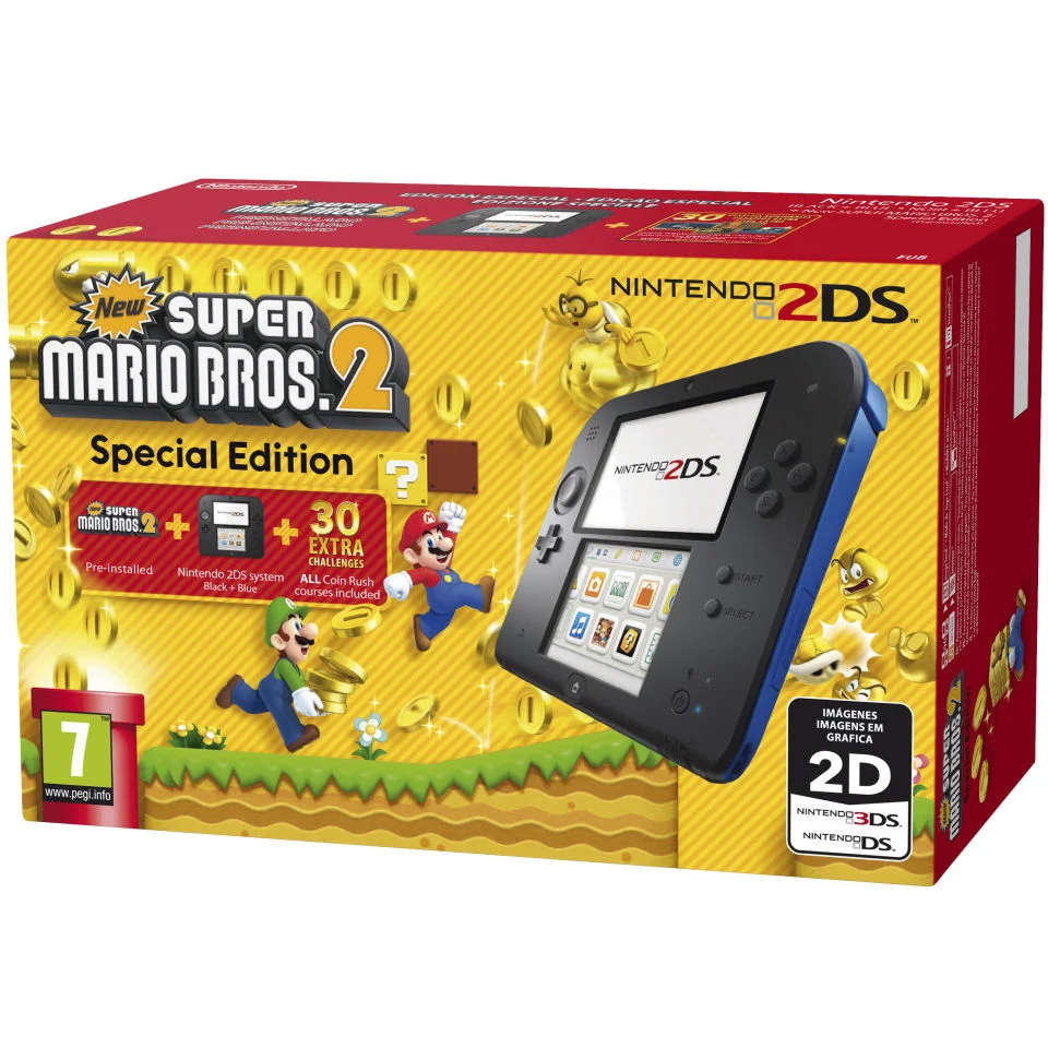 Nintendo 2DS Blue + New Super Mario Bros. 2 Special Edition