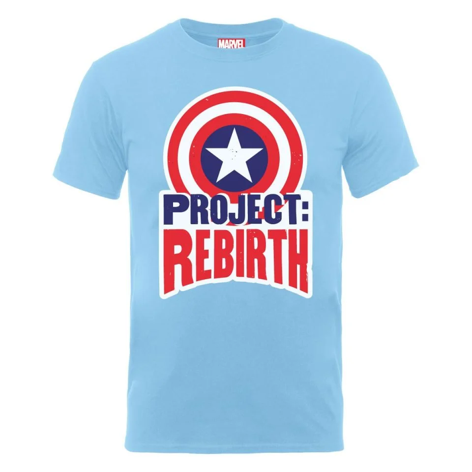 Marvel Avengers Assemble Captain America Project Rebirth Men's T-Shirt - Sky