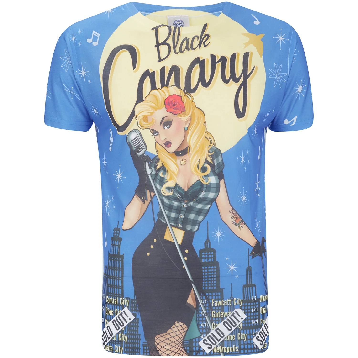 DC Comics Men's Bombshell Black Canary T-Shirt - Black