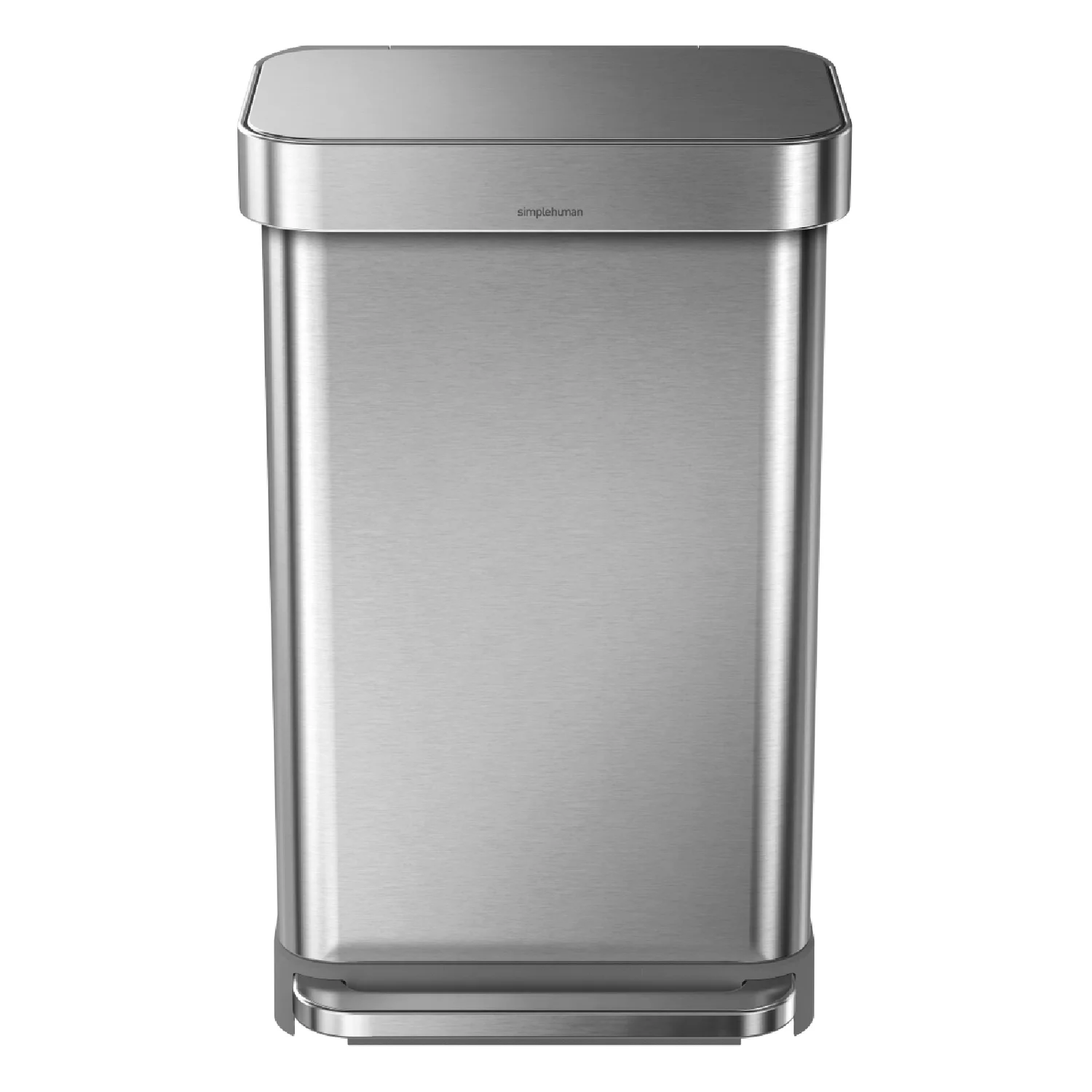 simplehuman Rectangular Brushed Steel Pedal Bin with Liner Pocket 55L