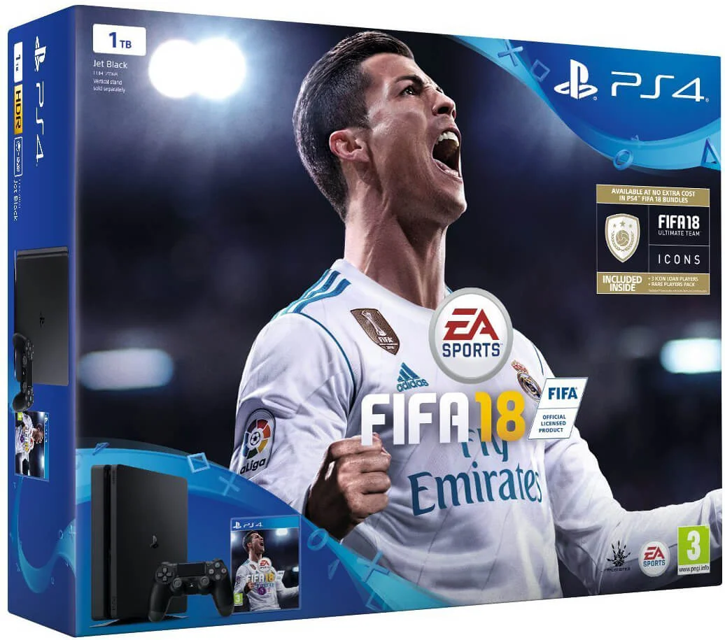 Sony PlayStation FIFA 18 1TB with FIFA 18 Ultimate Team Icons and Rare Player Pack