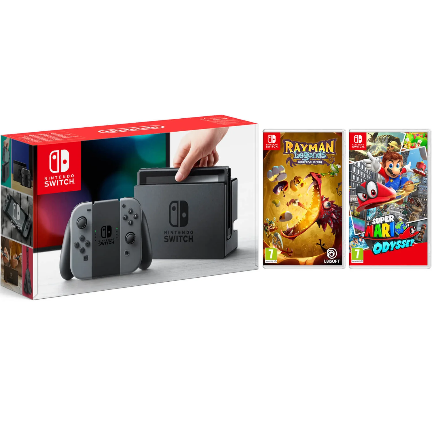 Nintendo Switch Grey with Rayman Legends Definitive Edition & Super Mario Odyssey