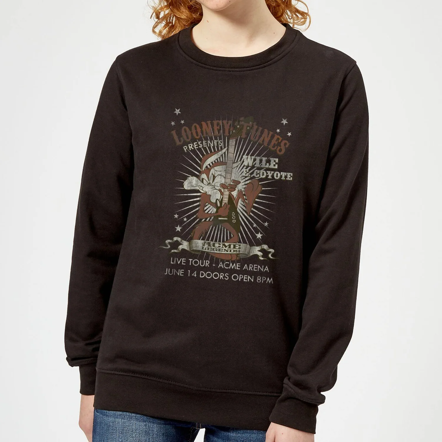 Looney Tunes Wile E Coyote Guitar Arena Tour Women's Sweatshirt - Black