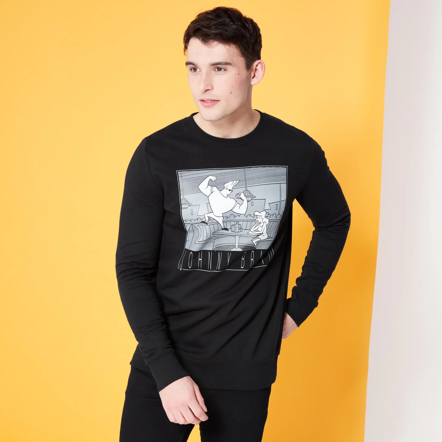 Cartoon Network Spin-Off Johnny Bravo Classic Scene Sweatshirt - Black
