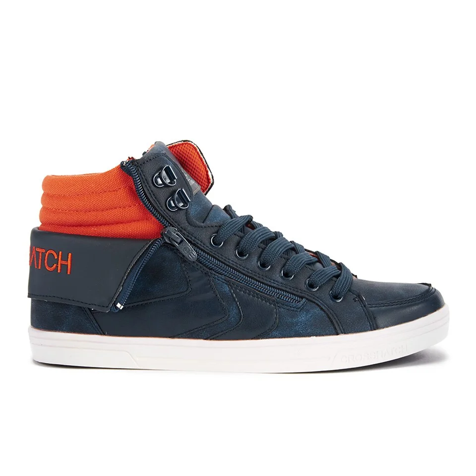 Crosshatch Men's Clanika Zip Detail High Top Trainers - Navy