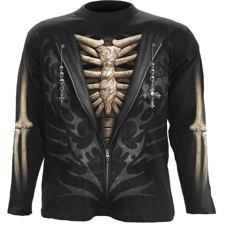 Spiral Men's UNZIPPED Long Sleeve T-Shirt - Black