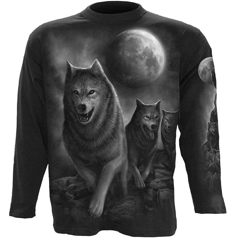 Spiral Men's WOLF PACK WRAP Long Sleeve T-Shirt - Black