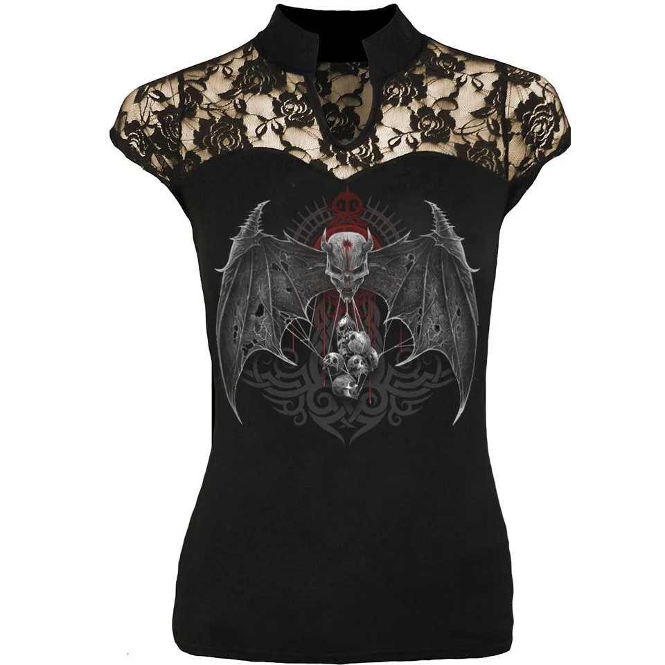Spiral Women's DEMON TRIBE Lace High Neck Corset Black