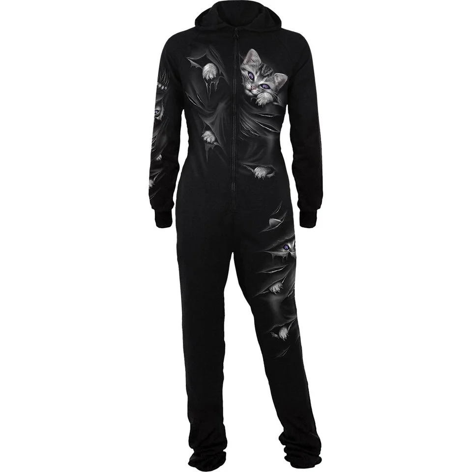 Spiral Women's BRIGHT EYES Cotton Full Zip Hooded Ladies Onesie