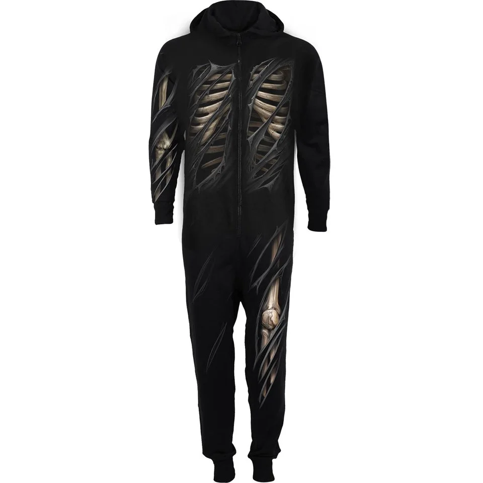 Spiral Men's BONE RIPS Cotton Full Zip Hooded Onesie
