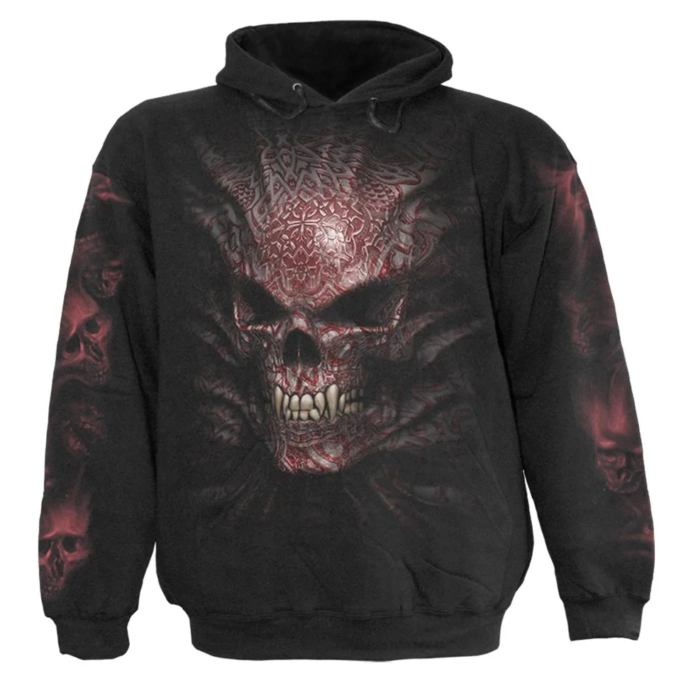 Spiral Men's GOTH SKULL Hoody - Black