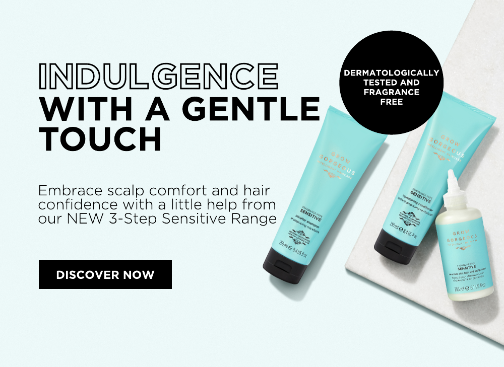 Indulgence with a gentle touch embrace scalp comfort and hair confidence with a little help from our 3-step sensitive range
