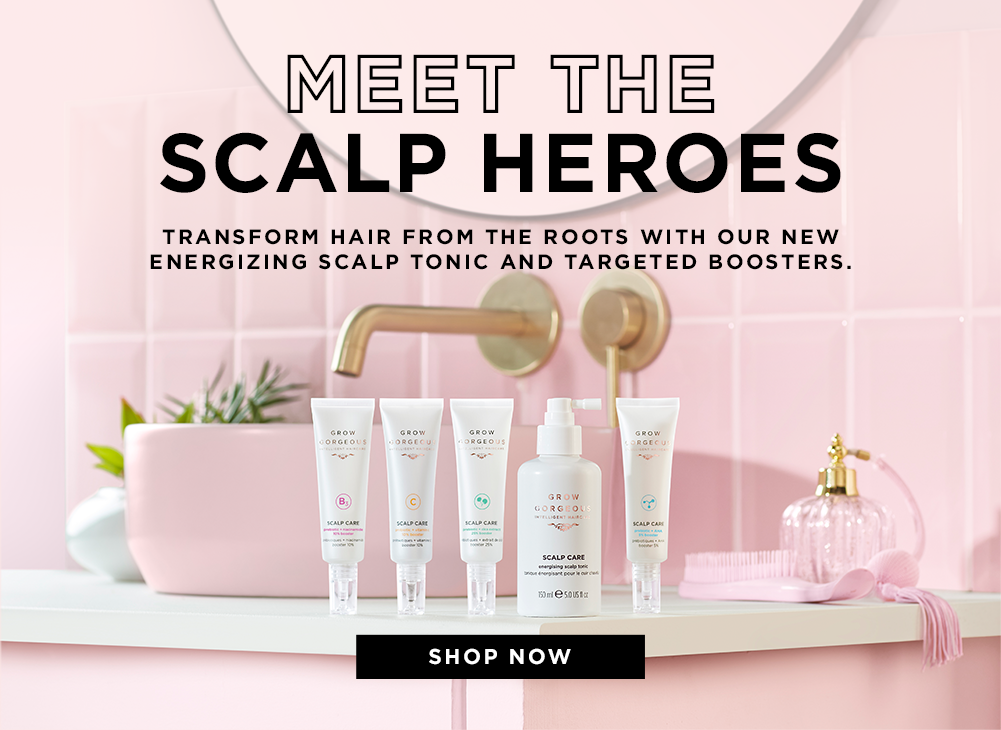 Meet the Scalp Heroes: Transform hair from the roots with our new energizing scalp tonic and targeted boosters