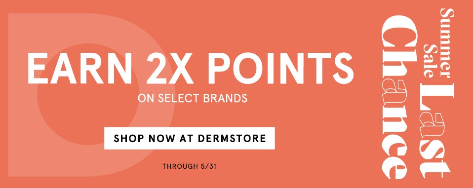 Earn 2x points (a.k.a. 10% back) on select brands at Dermstore.