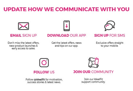Update how we communicate with you 1). Sign up email 2). Download the app 3). Sign Up to SMS 4). Follow Us 5). Join our Community