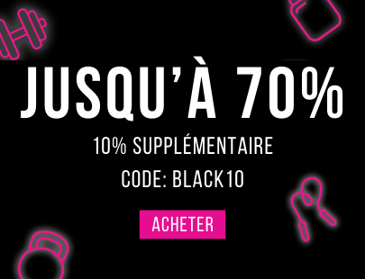 -	Jusqu’à 70% – 10% supplémentaire avec le code BLACK10