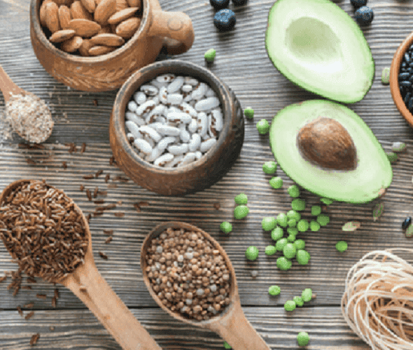 A mixture of nuts on a table