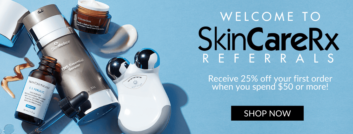Welcome to Skincarerx referrals, receive 25% off your first order when you spend $50 of more.
