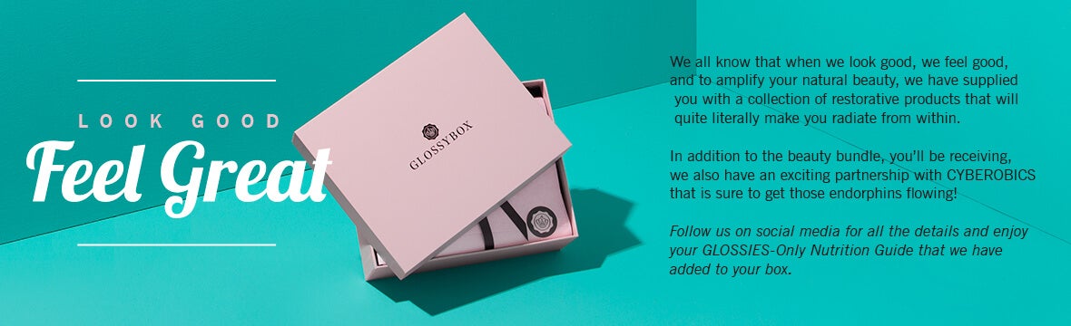 Pink GLOSSYBOX with headline LOOK GOOD Feel Great