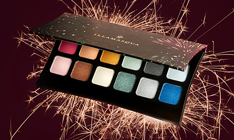 Palette with fireworks in the background.