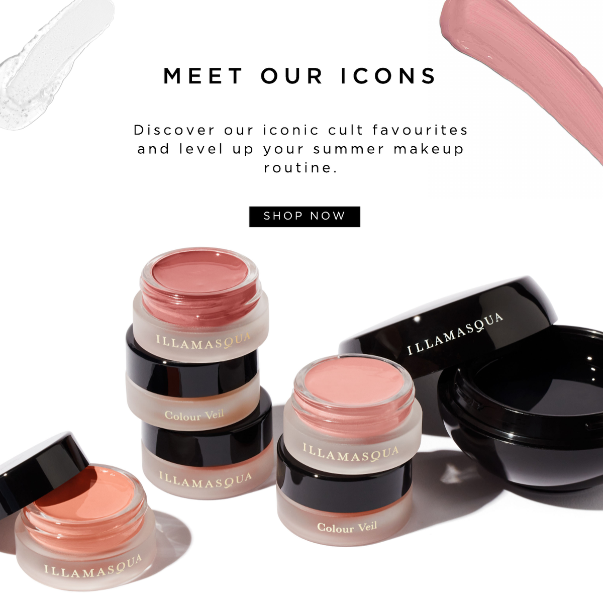Meet our icons featuring Hydra Veil Primer and Colour Veil Blusher