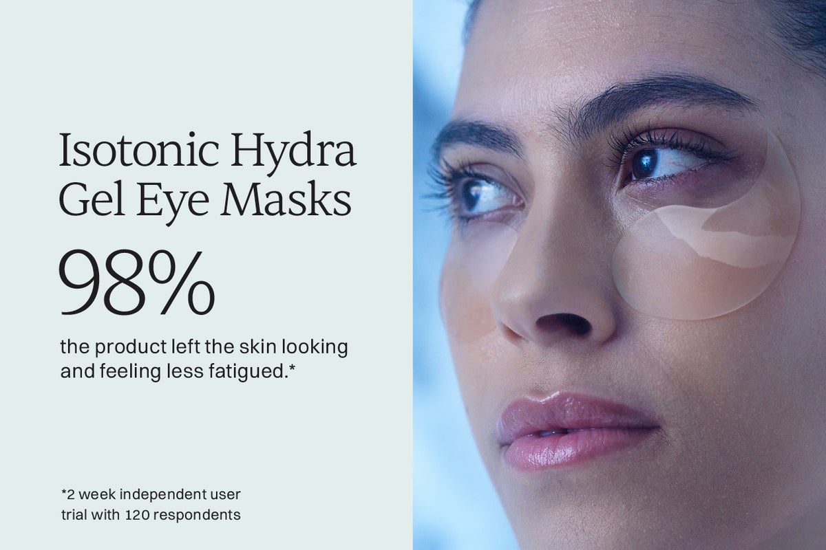 Isotonic Hydra Gel Eye Masks Claim 98% said the product left the skin looking and feeling less fatigued based off 2 week independent user trial with 120 respondents