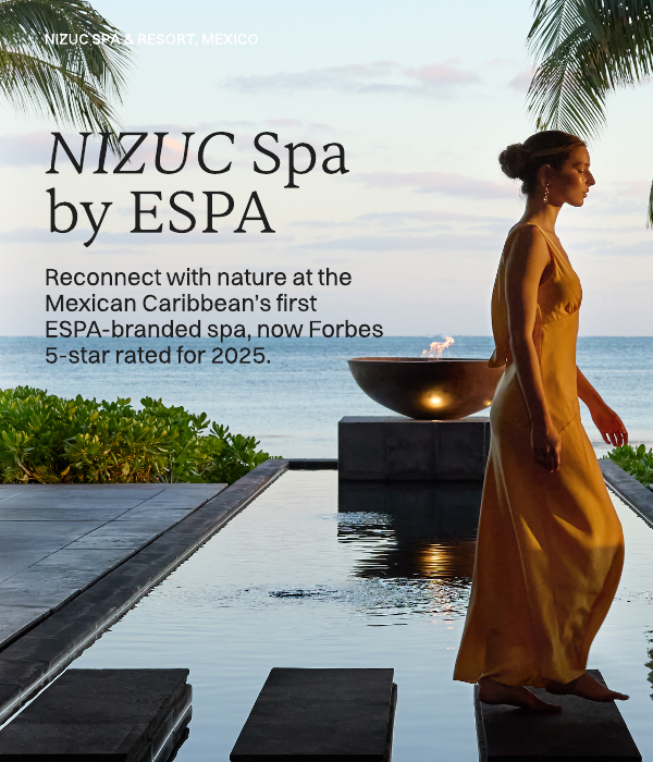 NIZUC Spa  by ESPA  Reconnect with nature at the Mexican Caribbean’s first ESPA-branded spa, now Forbes 5-star rated for 2025.
