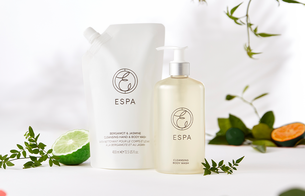 ESPA hand and body wash on white background