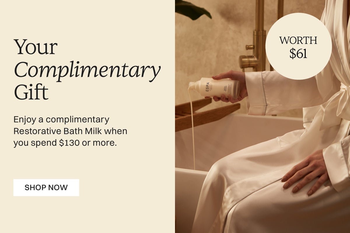 Your Complimentary gift enjoy a complimentary restorative bath milk when you spend $130 or more shop now worth $61