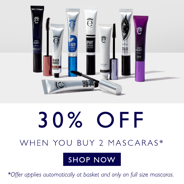 Enjoy 30% off when you buy 2 full size mascaras. Offer applies automatically at the basket.