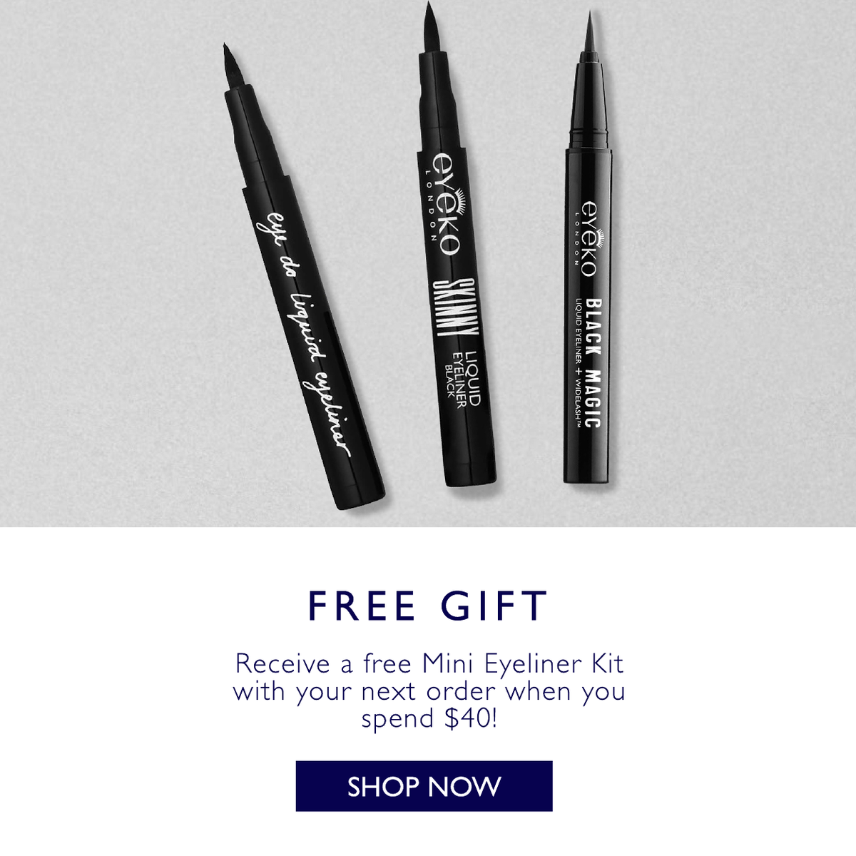 Free Mini Eyeliner Kit when you spend $40