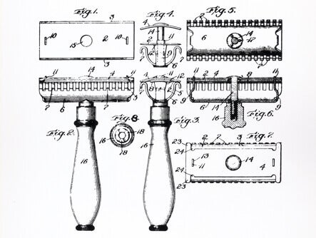 Illustration of parts to the original Gillette razor.