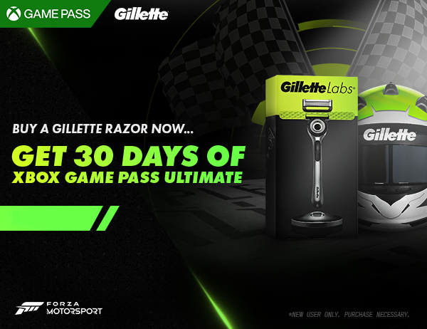 Gillette P1 Program - Get 30 days of Xbox Game Pass Ultimate when you buy a Gillette Labs Razor