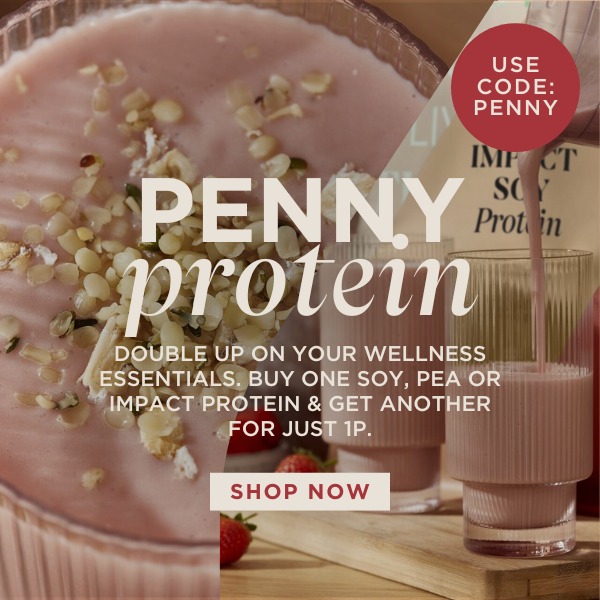 Buy any 1kg pouch of Soy Isolate, Impact Pea Protein or Impact Vegan Protein Blend, and get the second for 1p! | Use code: PENNY