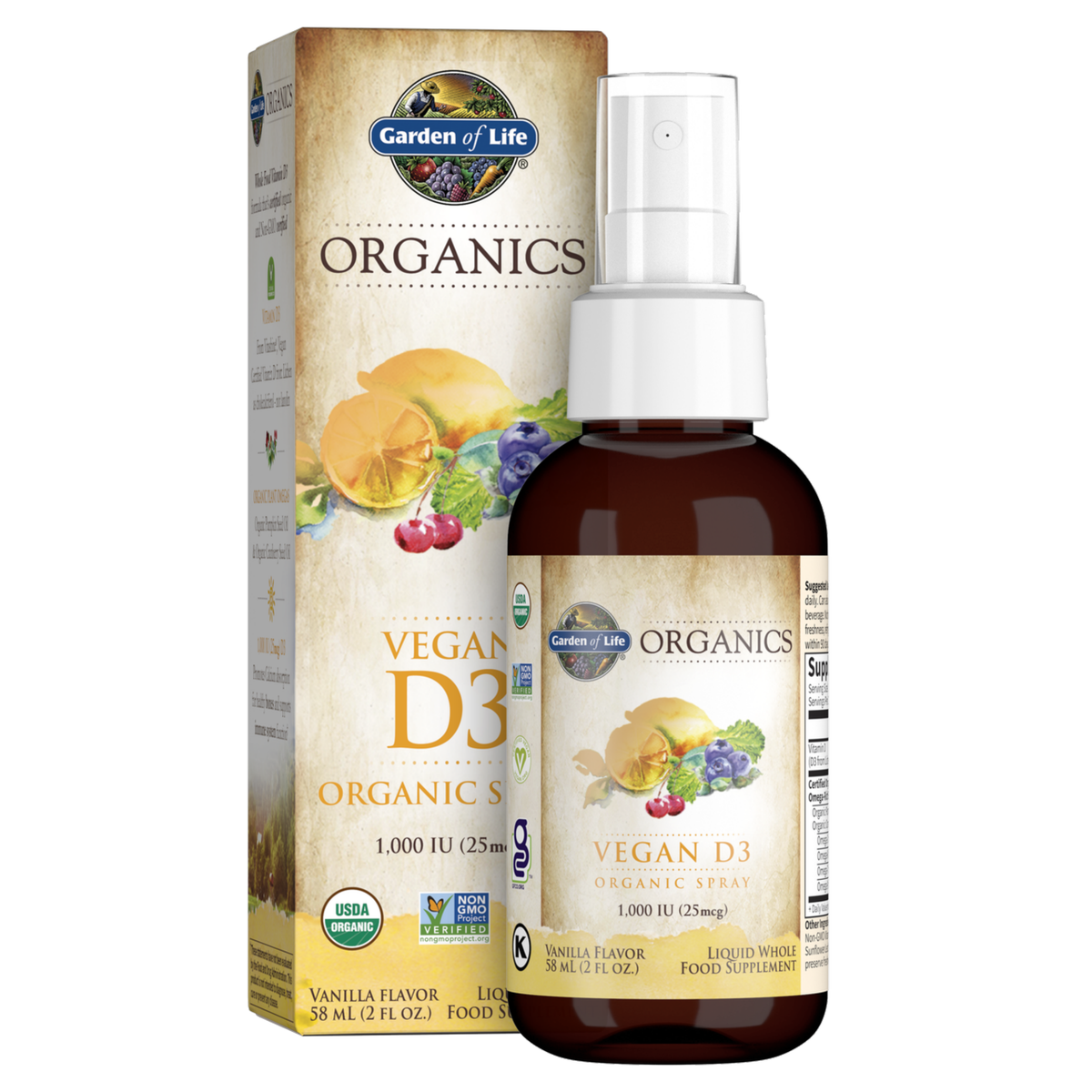 Organics vitamina D3 vegana spray